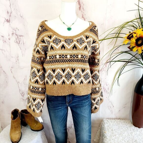 New Sam Edelman intarsia warm knit reversible sweater - Picture 5 of 12